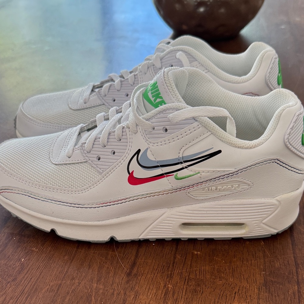 Nike Air Max White with Multicolor Swoosh